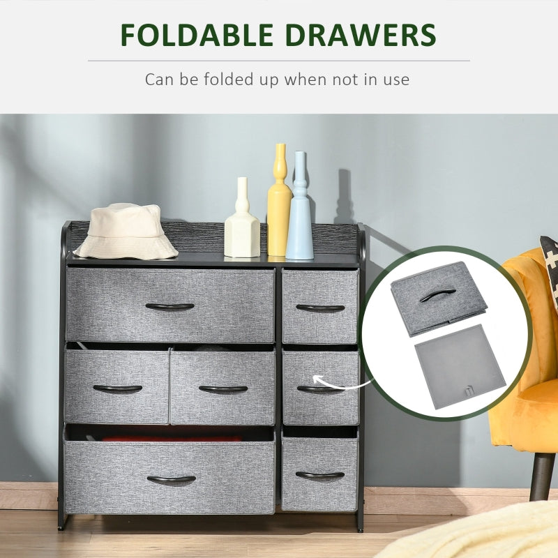 Chest of Drawers 7 Foldable Drawers 3-Tier Fabric Grey