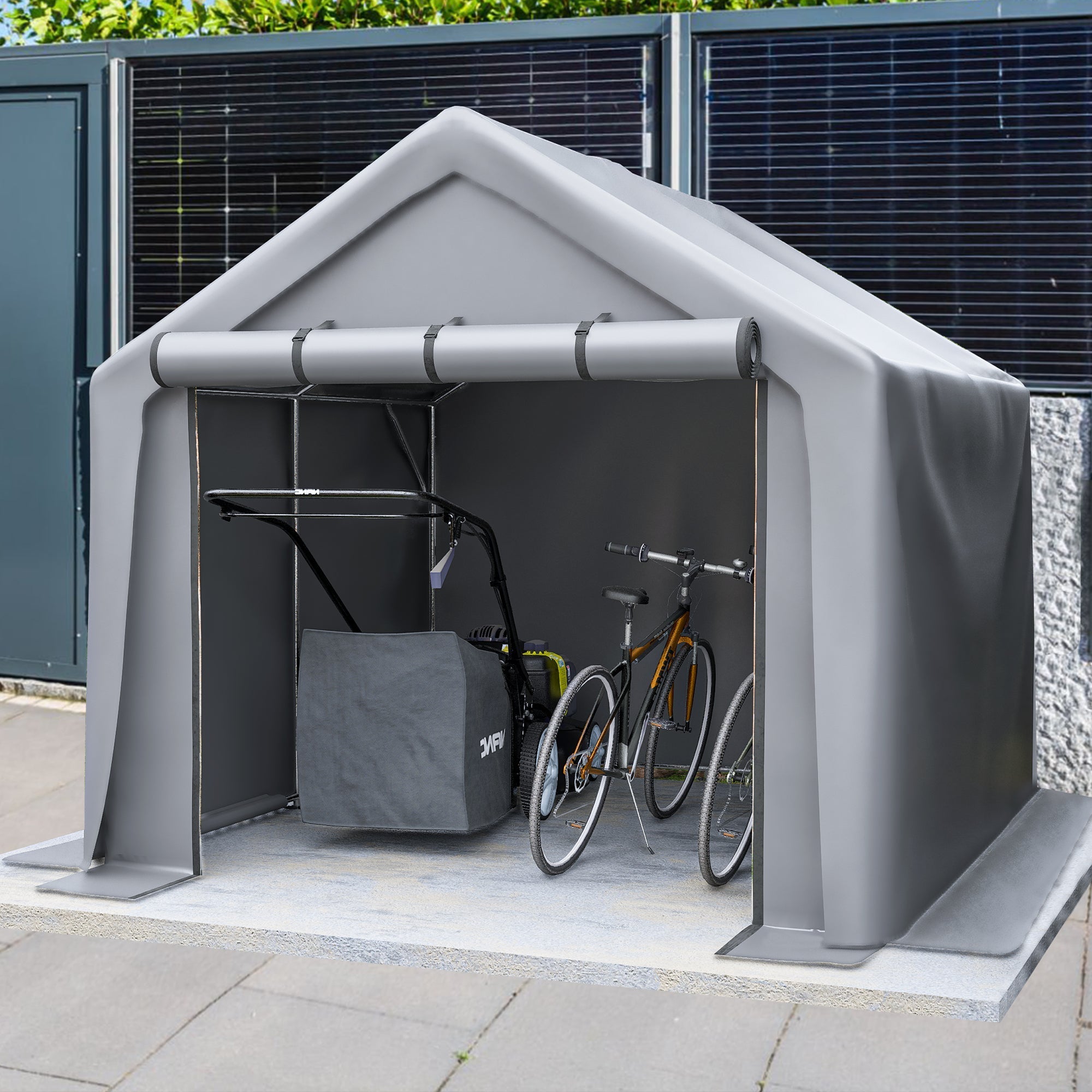 Garden Shed Storage Garage Bicycle Tool Tent 244x241x217cm Dark Grey
