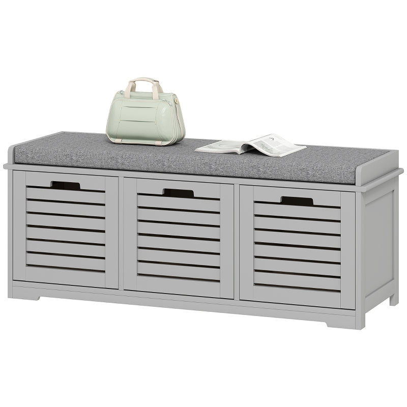 3-Drawer Shoe Storage Bench - Grey
