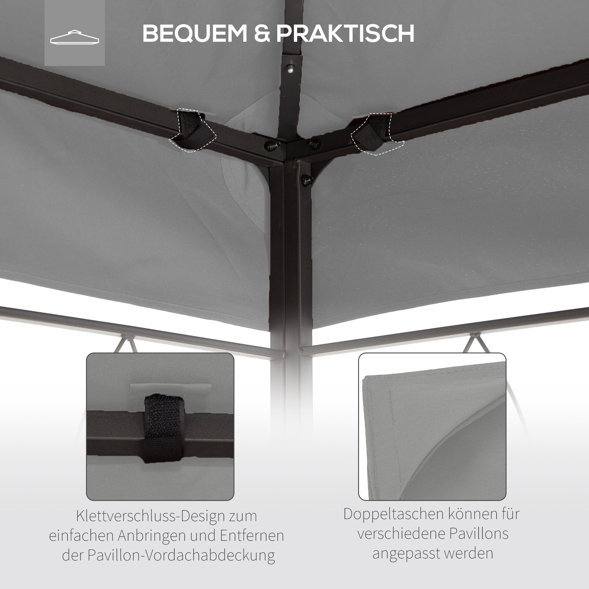 Replacement Roof for Garden Pavilion 3x4m Weatherproof Polyester, Light Grey