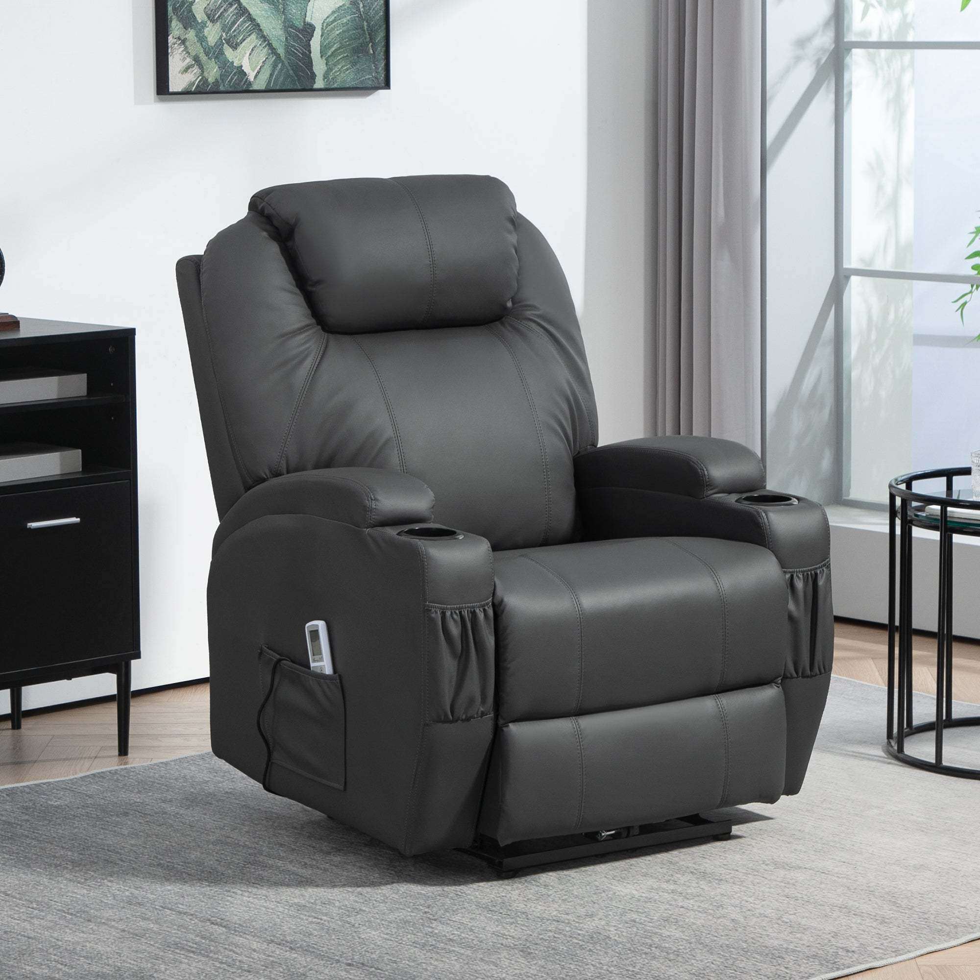 Reclining Armchair, Electric Massage TV Chair with Remote Control & Cup Holder, No Color/Material Specified