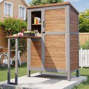 Outdoor Garden Cabinet with Fold-out Worktop and Adjustable Shelves, Fir Wood