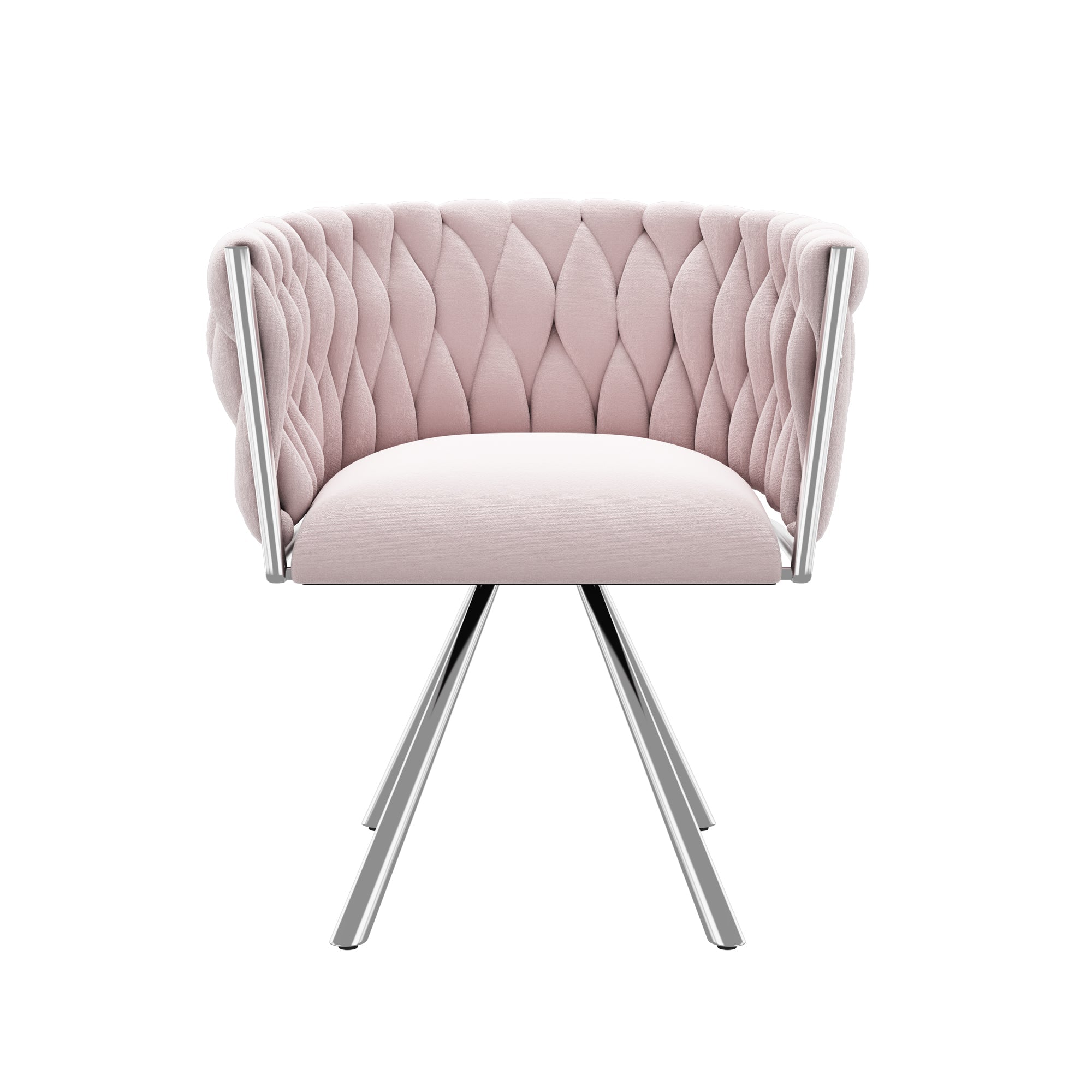 Velvet Vanity Chair Luxury Swivel Metal Legs - Pink