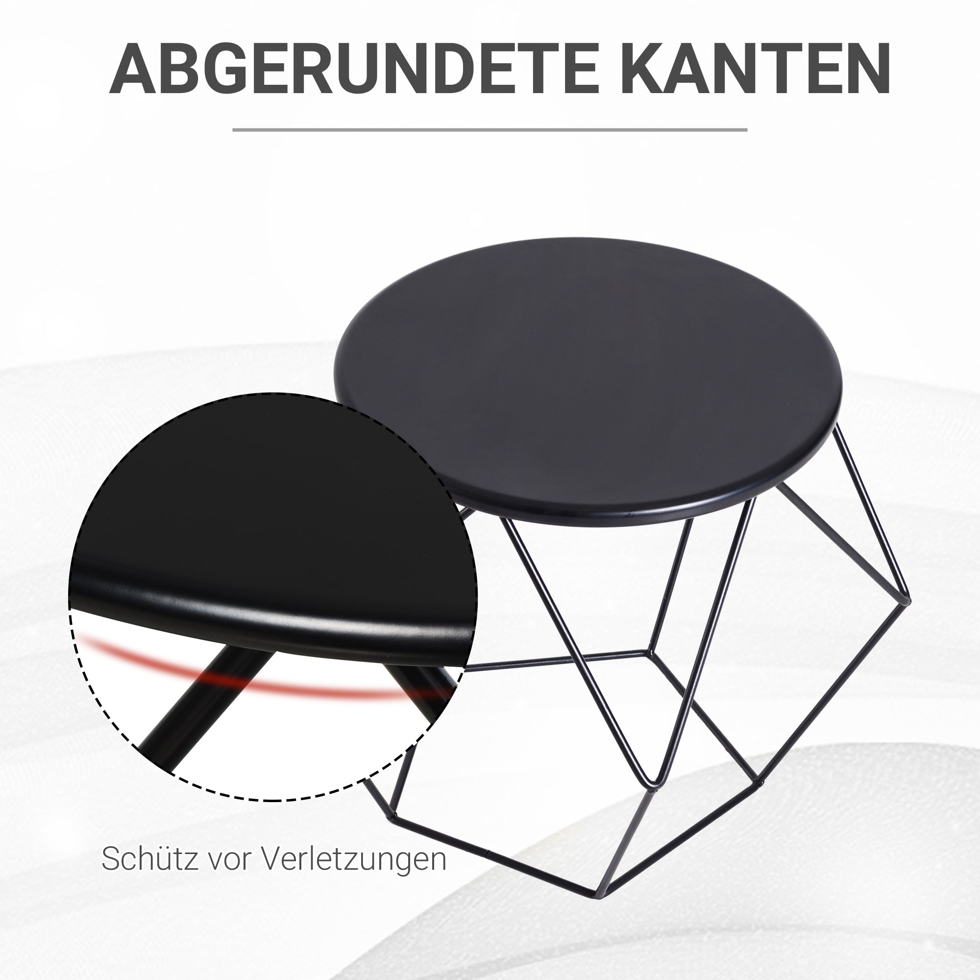 Round Coffee Table with Storage, Nesting, Metal