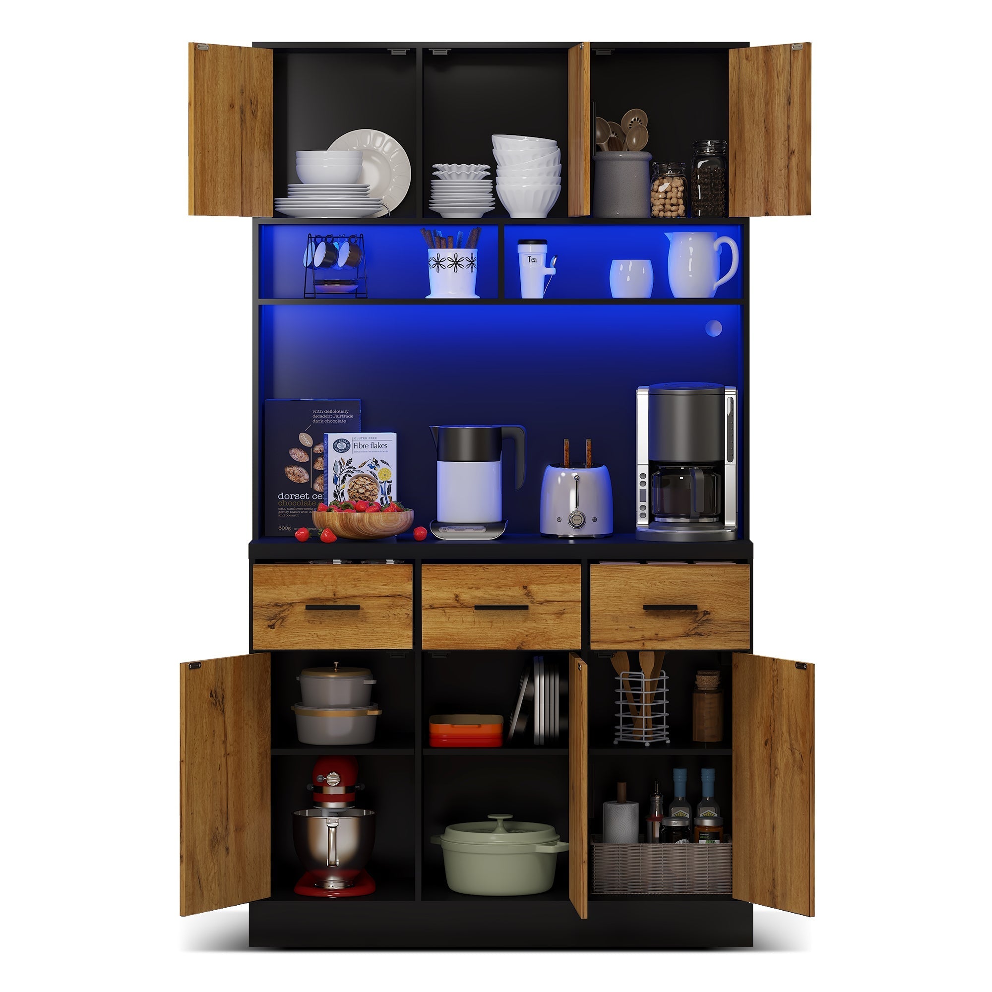 Multifunctional Buffet 100x40x180cm with LED, App Control, Drawers & Power Outlets