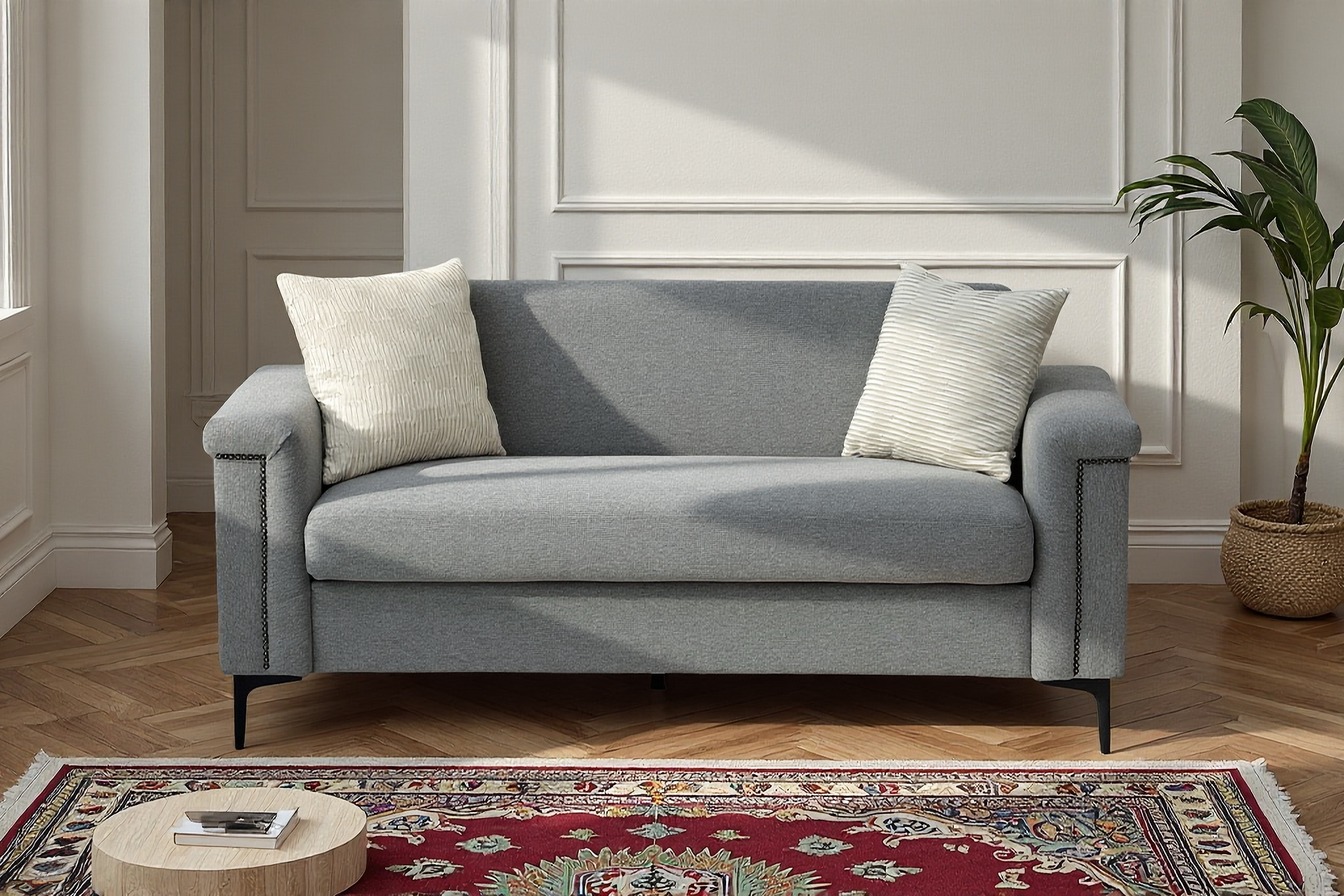 Sofa Scandinavian Elegant Solid Wood Frame - Linen Fabric