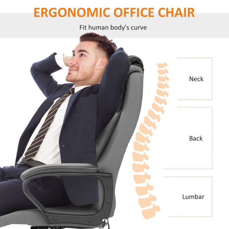 Office Chair, 6-Point Massage, Back Heat, Tilt Function, Grey PU Leather