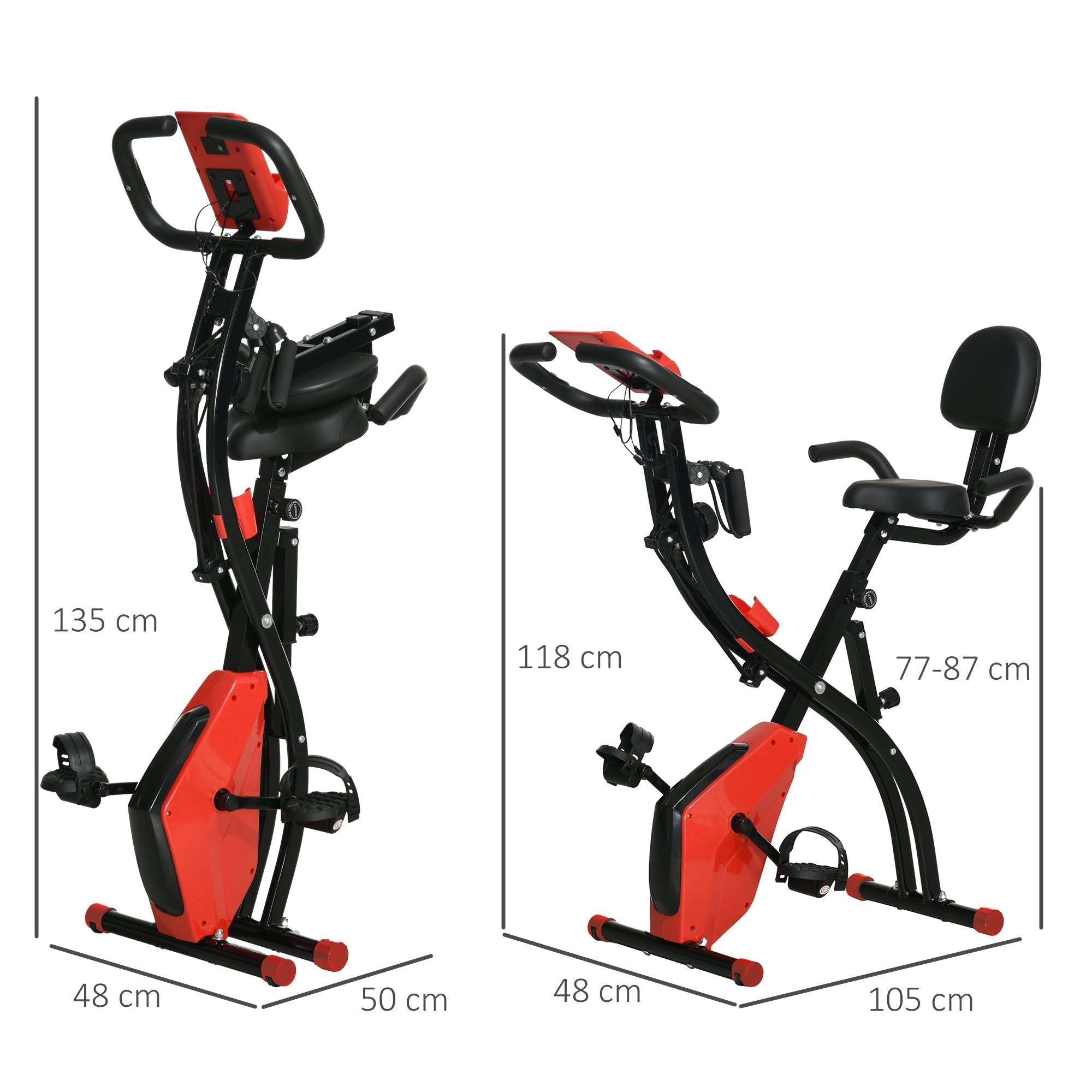 Heimtrainer, klappbar 2-in-1 mit LCD & 8 Widerstandsstufen, Spannseilen