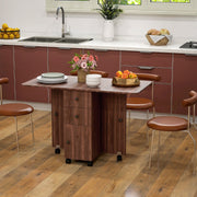 Multi-Storage Drop Leaf Dining Table, Six-Person Expanding, Distressed Brown