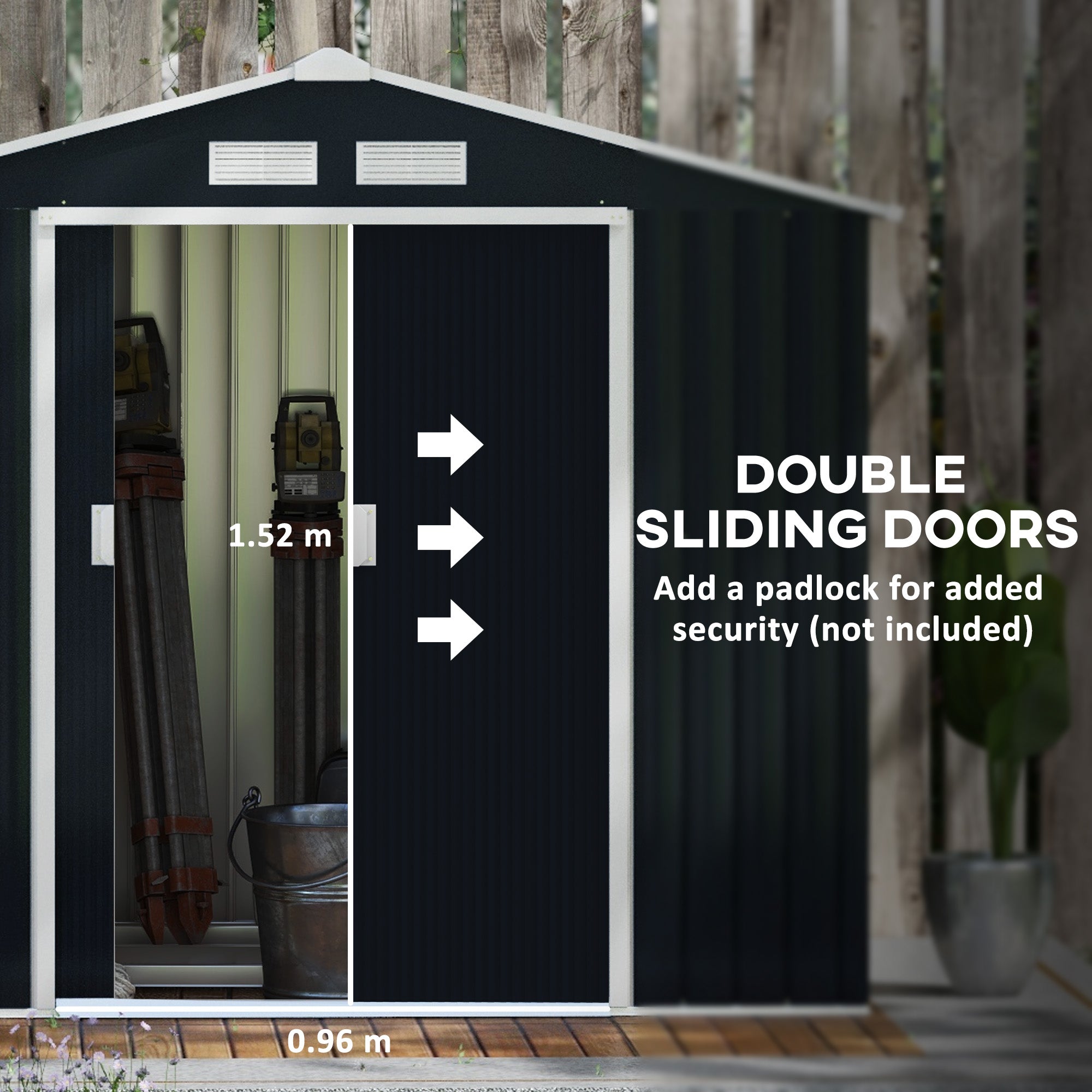 Weatherproof Shed 7 x 4ft Outdoor Bike Storage with Lockable Double Doors, Dark Grey
