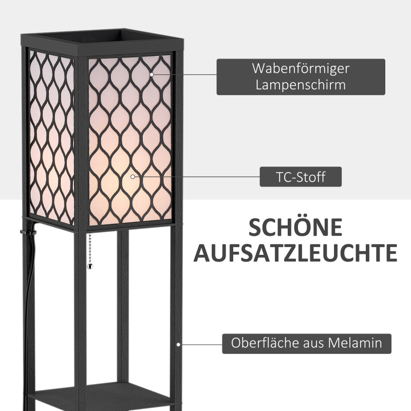 Floor Lamp with Shelves E27 40W Indoor Lighting, Wood Black