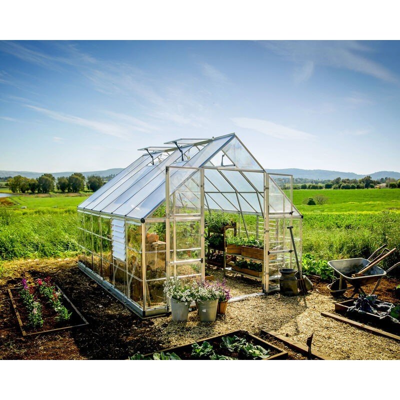 Balance 10 ft. x 12 ft. Greenhouse Kit - Silver Structure & Hybrid Panels - Rathwood Store