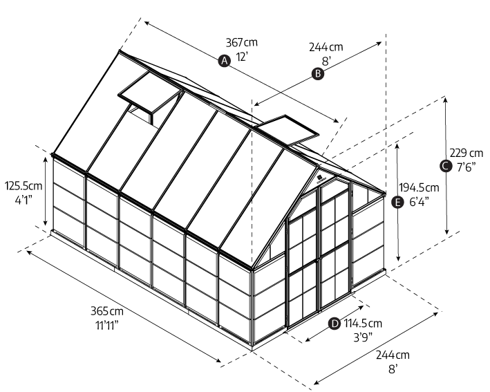 Balance 8 ft. x 12 ft. Greenhouse Kit - Green Structure & Hybrid Panels - Rathwood Store