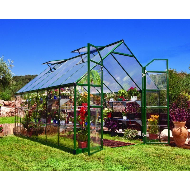 Balance 8 ft. x 12 ft. Greenhouse Kit - Green Structure & Hybrid Panels - Rathwood Store