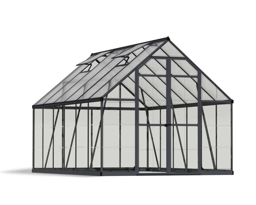 Balance 8 ft. x 12 ft. Greenhouse Kit - Grey Structure & Hybrid Panels - Rathwood Store