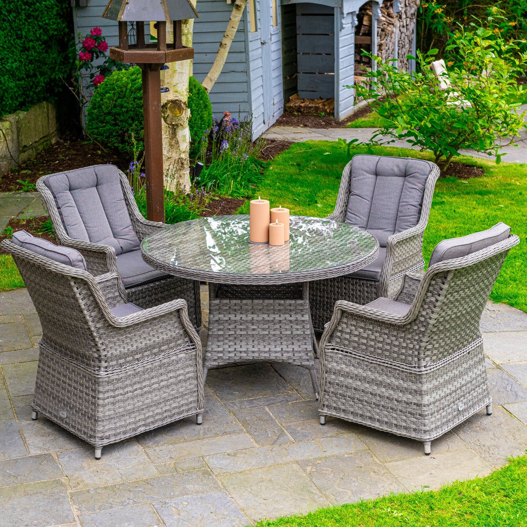Bali - 4 Seat Set with 120cm Round Table (Grey) - Rathwood Store
