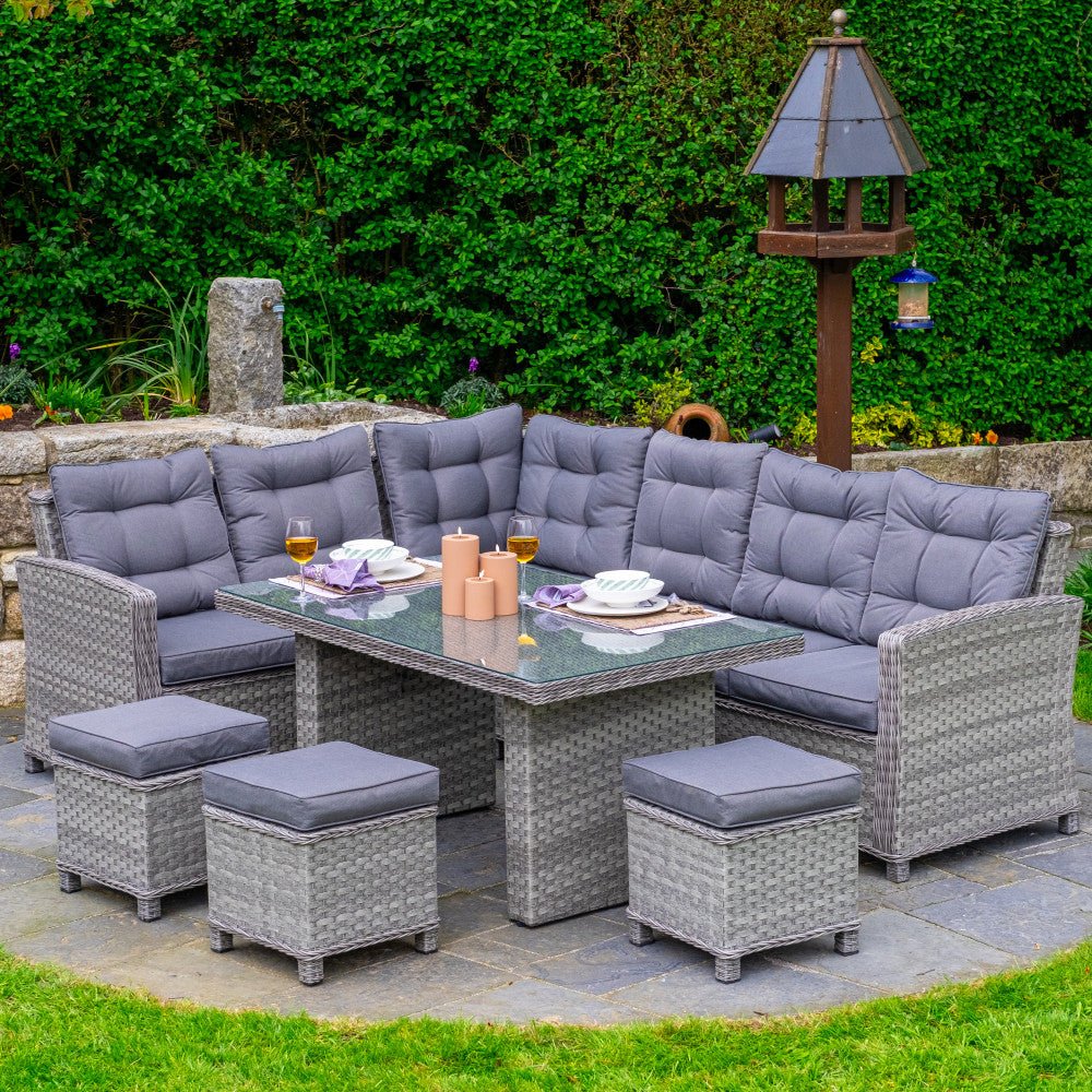 Grey Rattan Small Corner Garden Sofa Set Bali Corner Sofa Set With