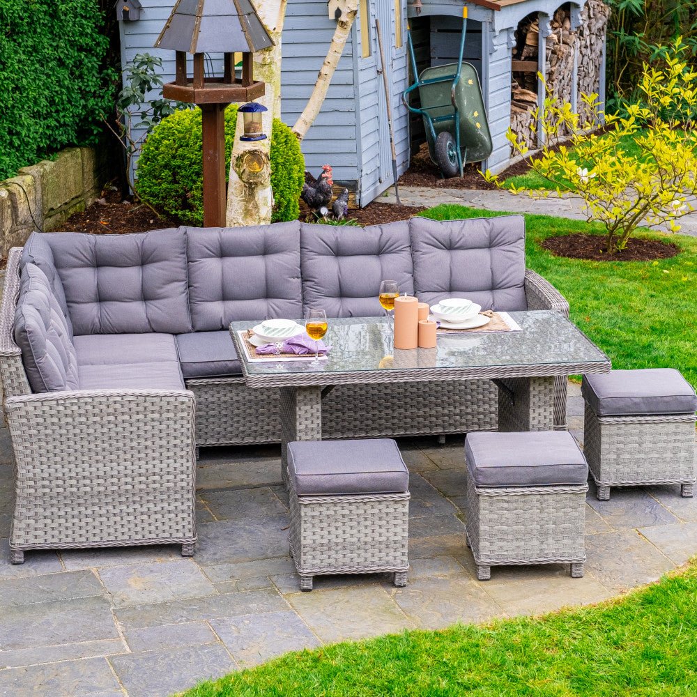 Bali - Corner Sofa Set with Rectangular Table (Grey) - Rathwood Store