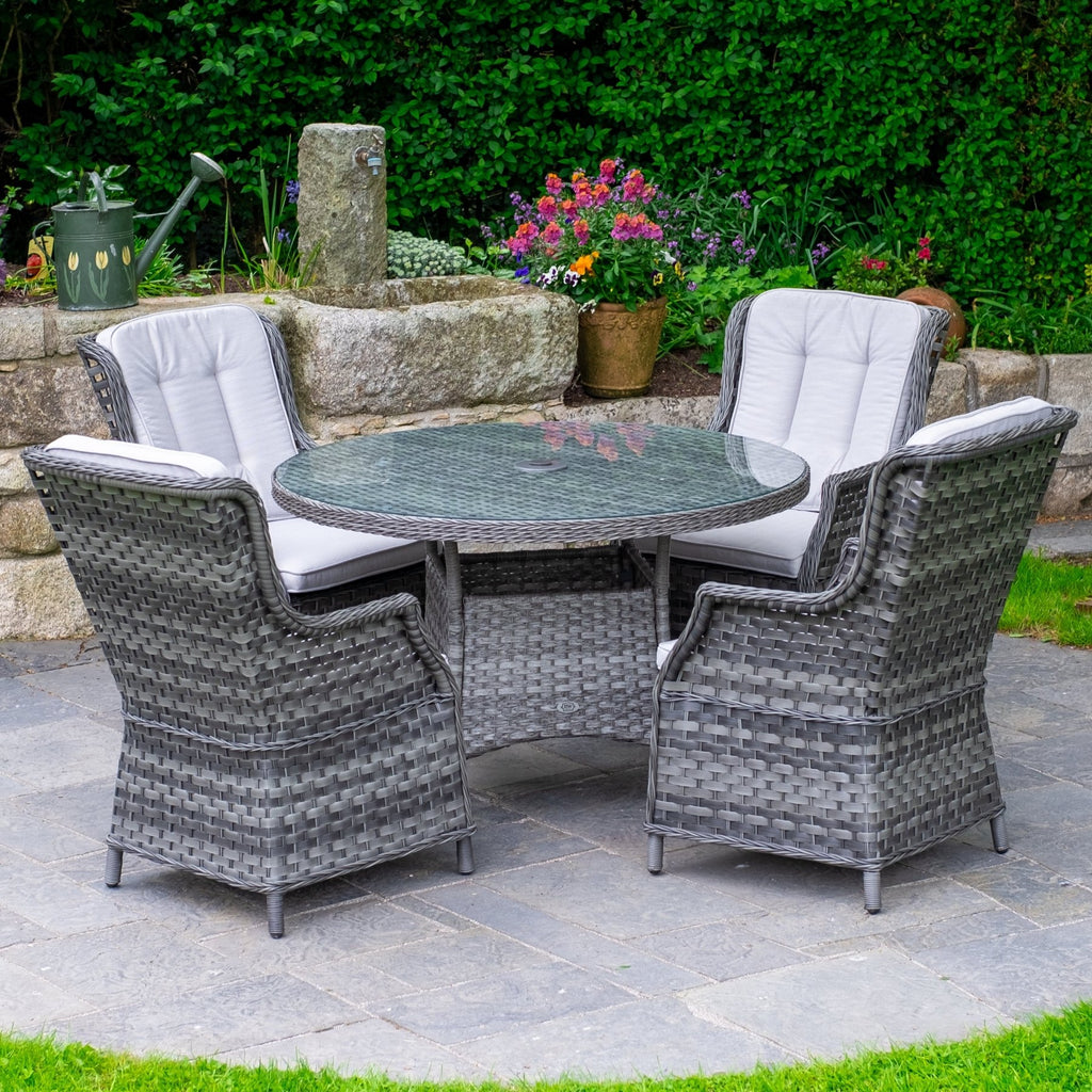 Bali Delux - 4 Seat Set with 120cm Round Table (Grey) - Rathwood Store