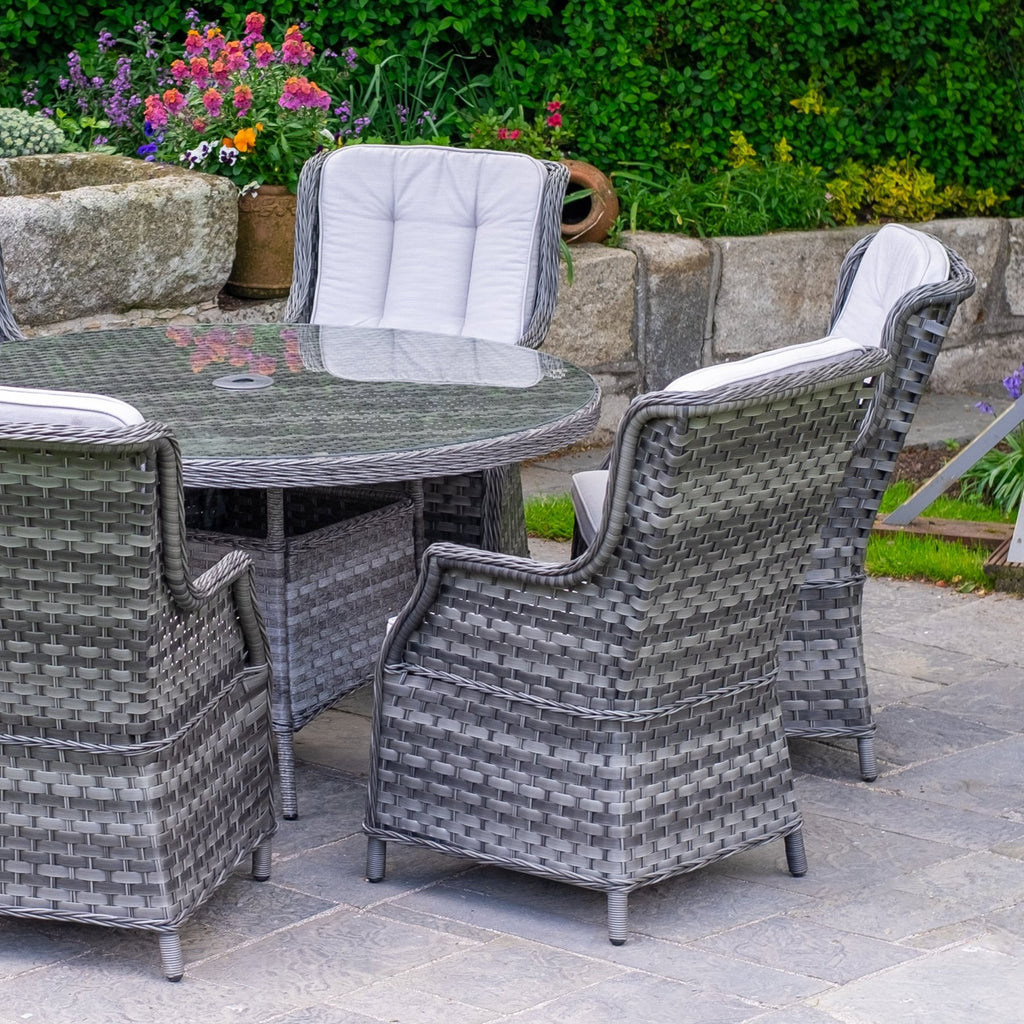 Bali Delux - 6 Seat Set with 135cm Round Table (Grey) - Rathwood Store