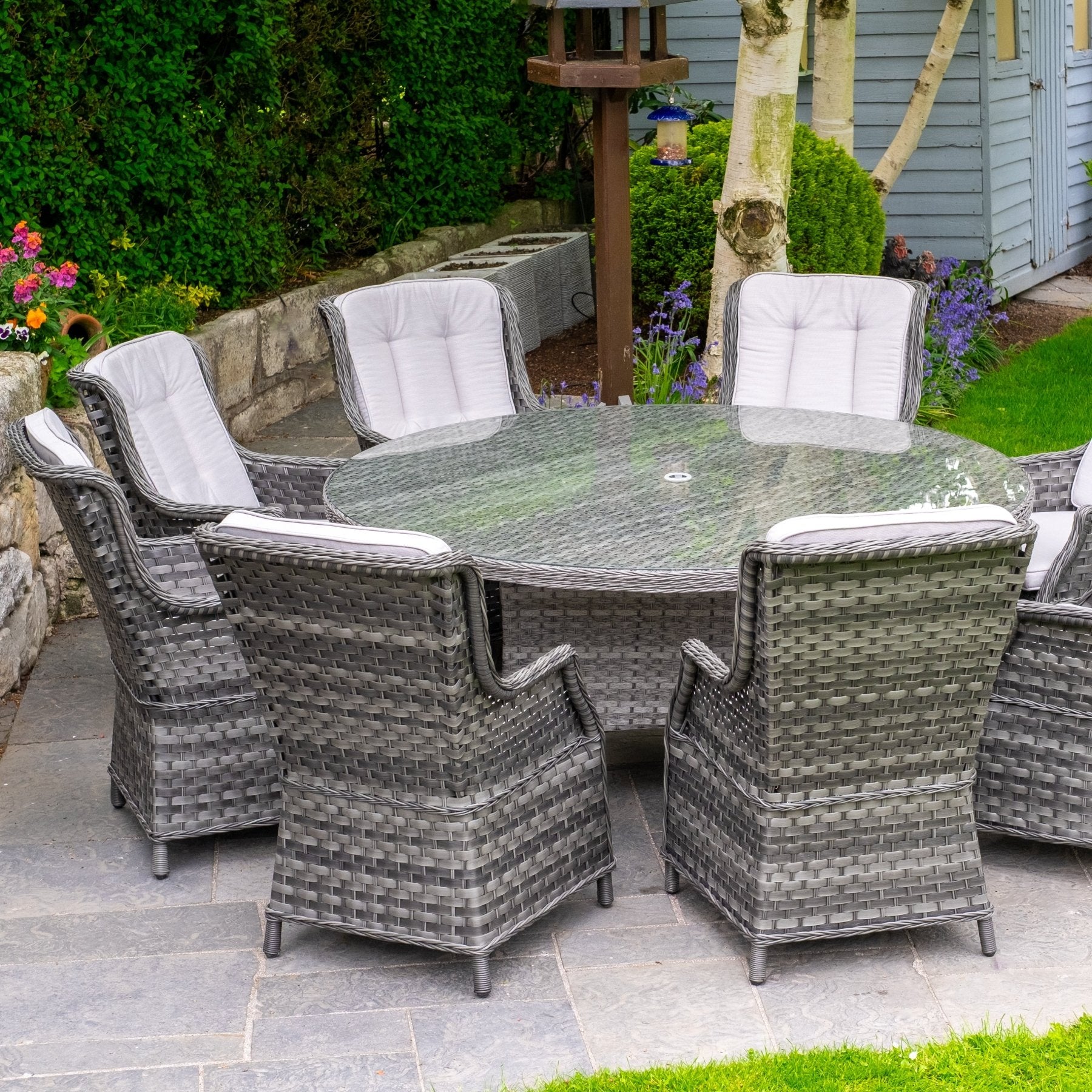 Bali Delux - 8 Seat Set with 170cm Round Table (Grey) - Rathwood Store