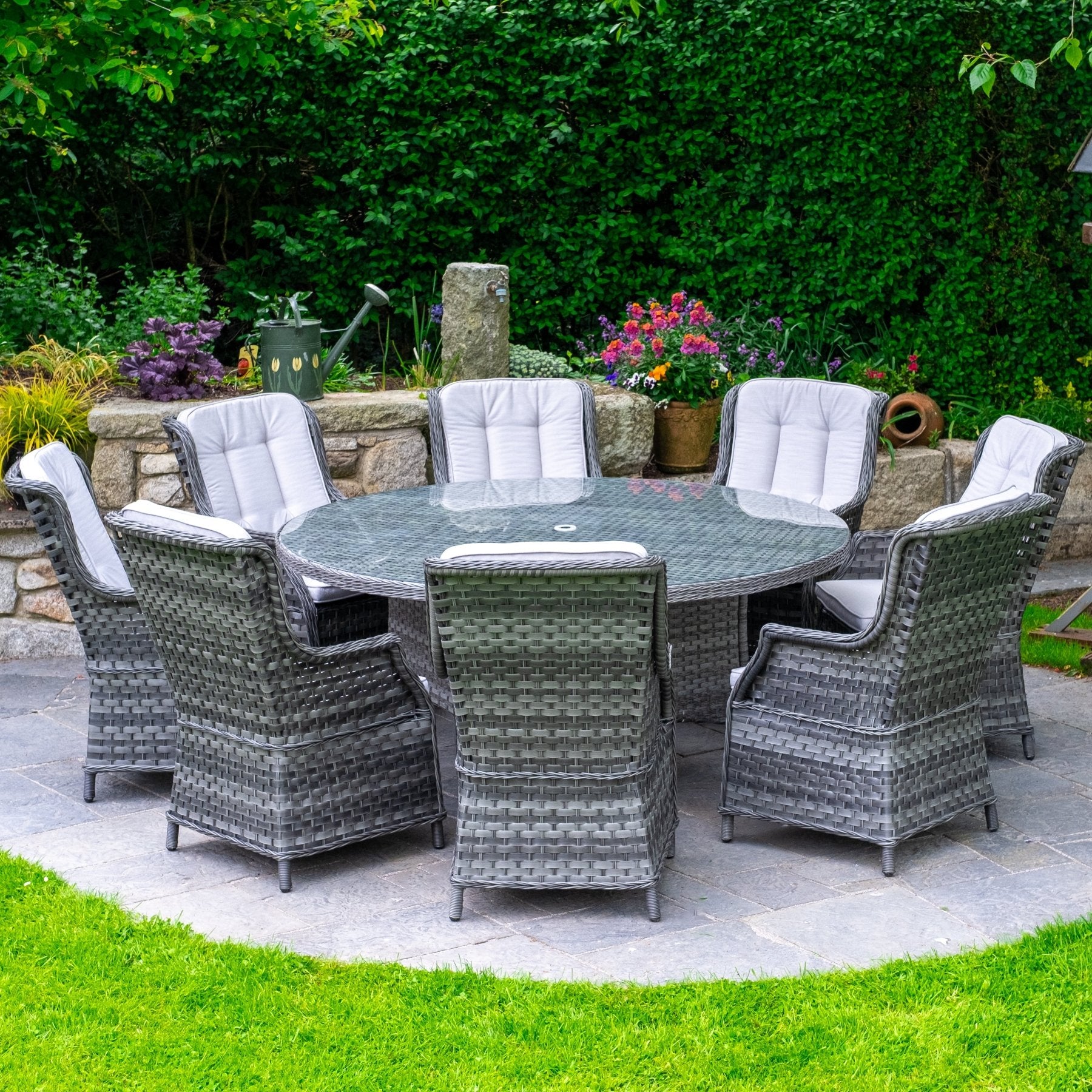 Bali Delux - 8 Seat Set with 170cm Round Table (Grey) - Rathwood Store
