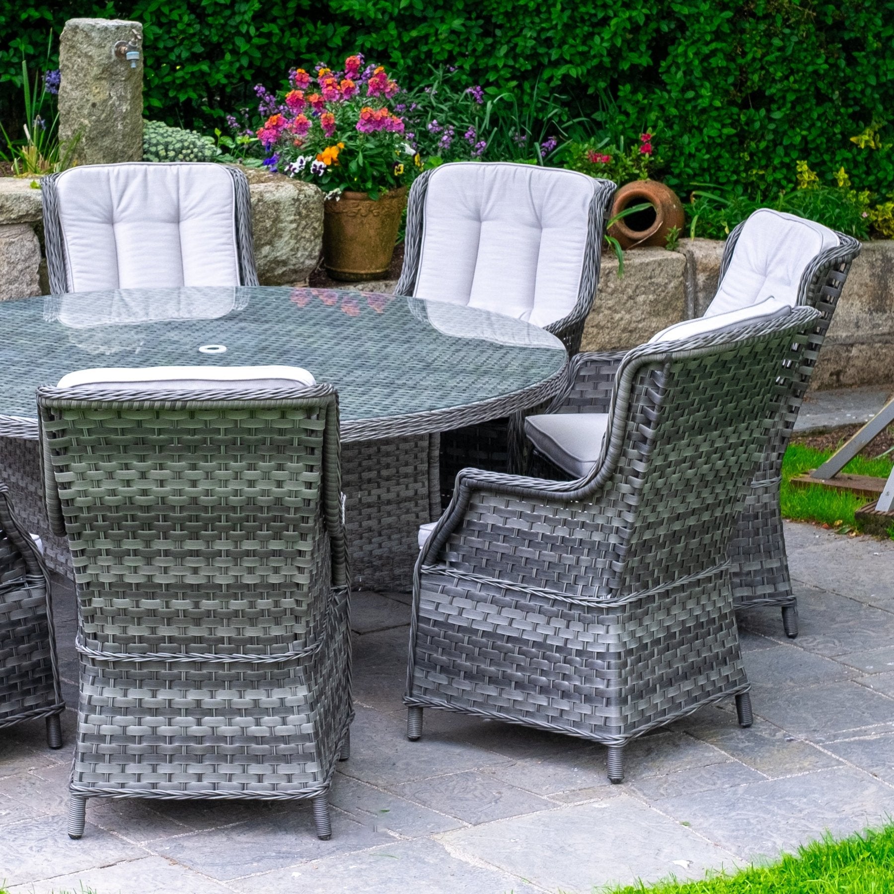 Bali Delux - 8 Seat Set with 170cm Round Table (Grey) - Rathwood Store