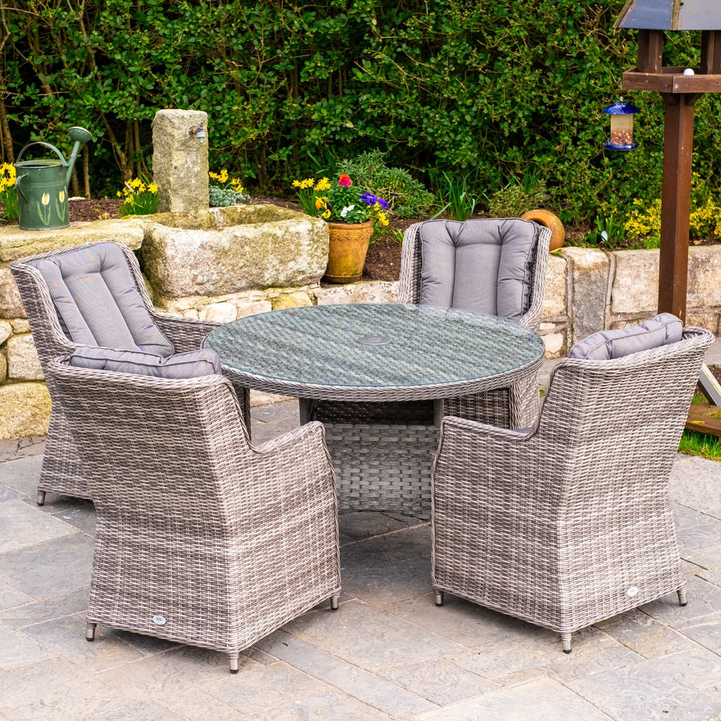 Bali Deluxe - 4 Seat Set with 120cm Round Table (Grey) - Rathwood Store