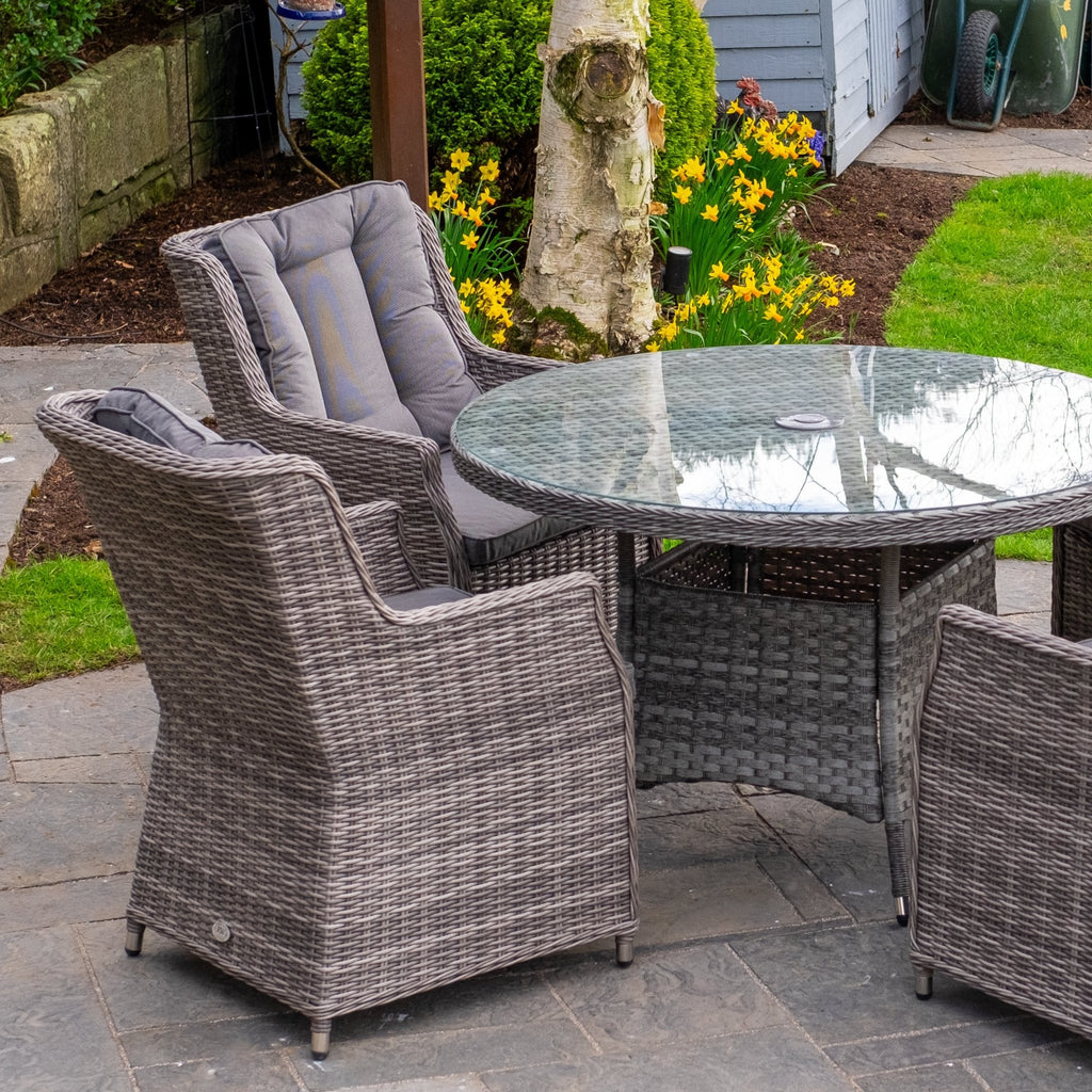 Bali Deluxe - 4 Seat Set with 120cm Round Table (Grey) - Rathwood Store