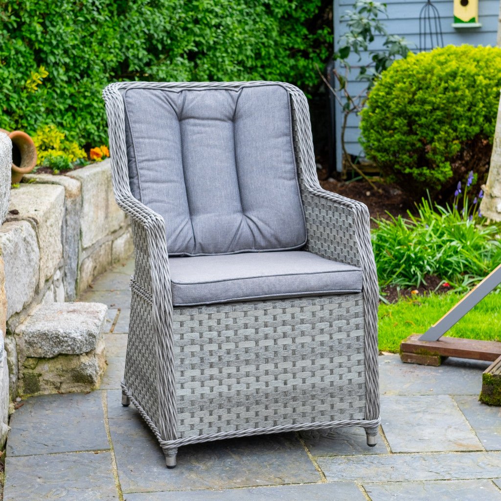 Bali - Rattan Bistro Set with Table & Two Armchairs with Cushions (Grey) - Rathwood Store