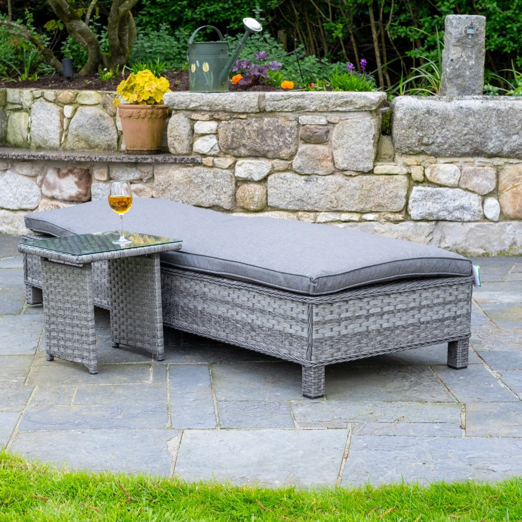 Bali - Sun Lounger & Table (Grey) - Rathwood Store