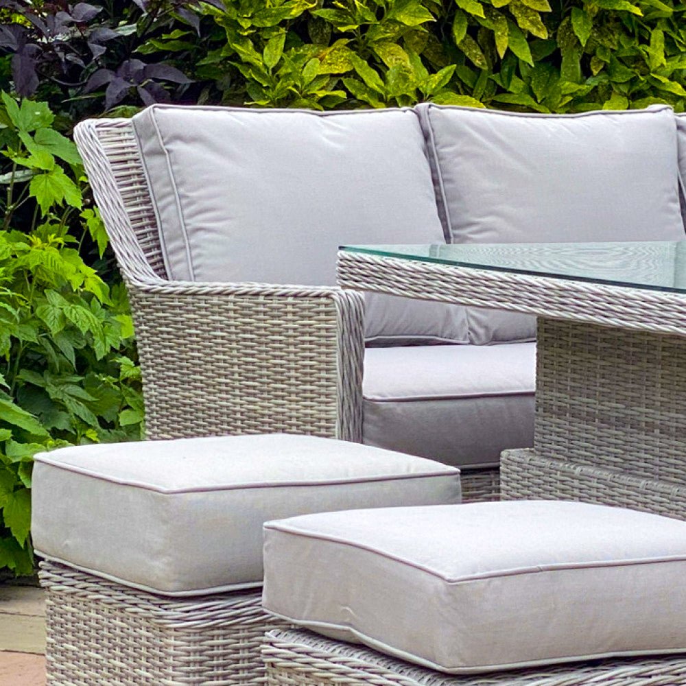 Barcelona - Corner Sofa Set with Rectangular Rising Table & Ice Bucket No Armchair (Grey) - Rathwood Store