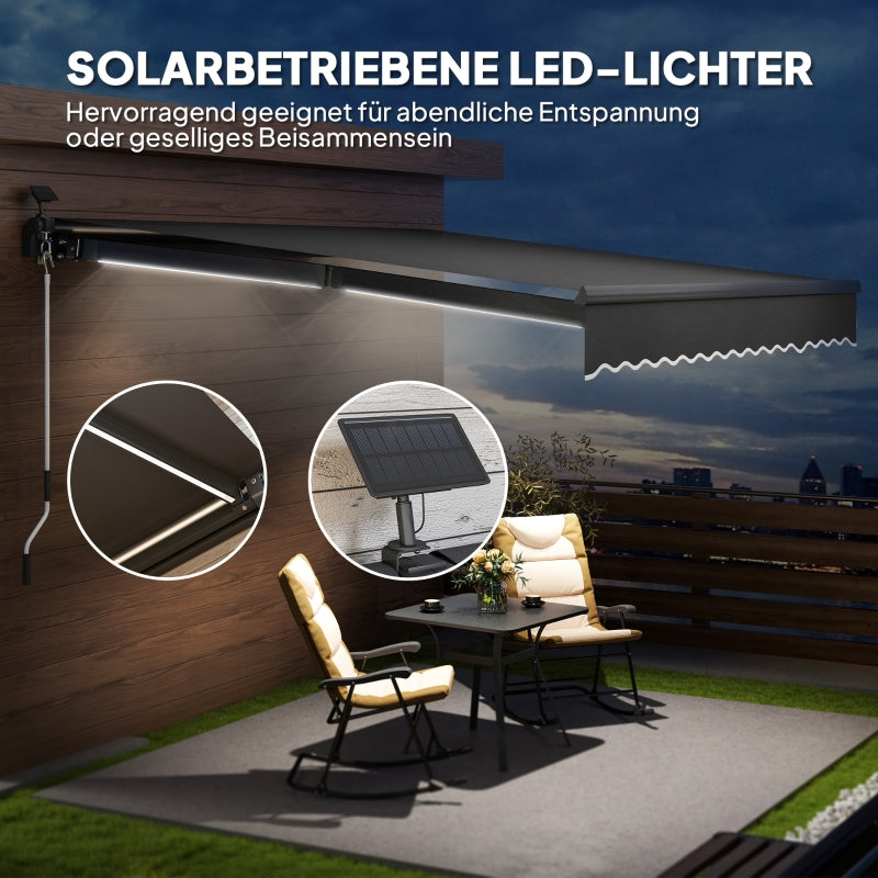 Klemmmarkise, Handkurbel Solarleuchte Gelenkarm UV 50+ 400cm, Grau