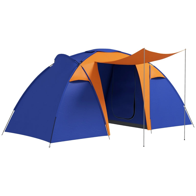 Camping Tent, 4-6 Man Large Tunnel Tent with 2 Bedroom & Porch, 2000mm Waterproof