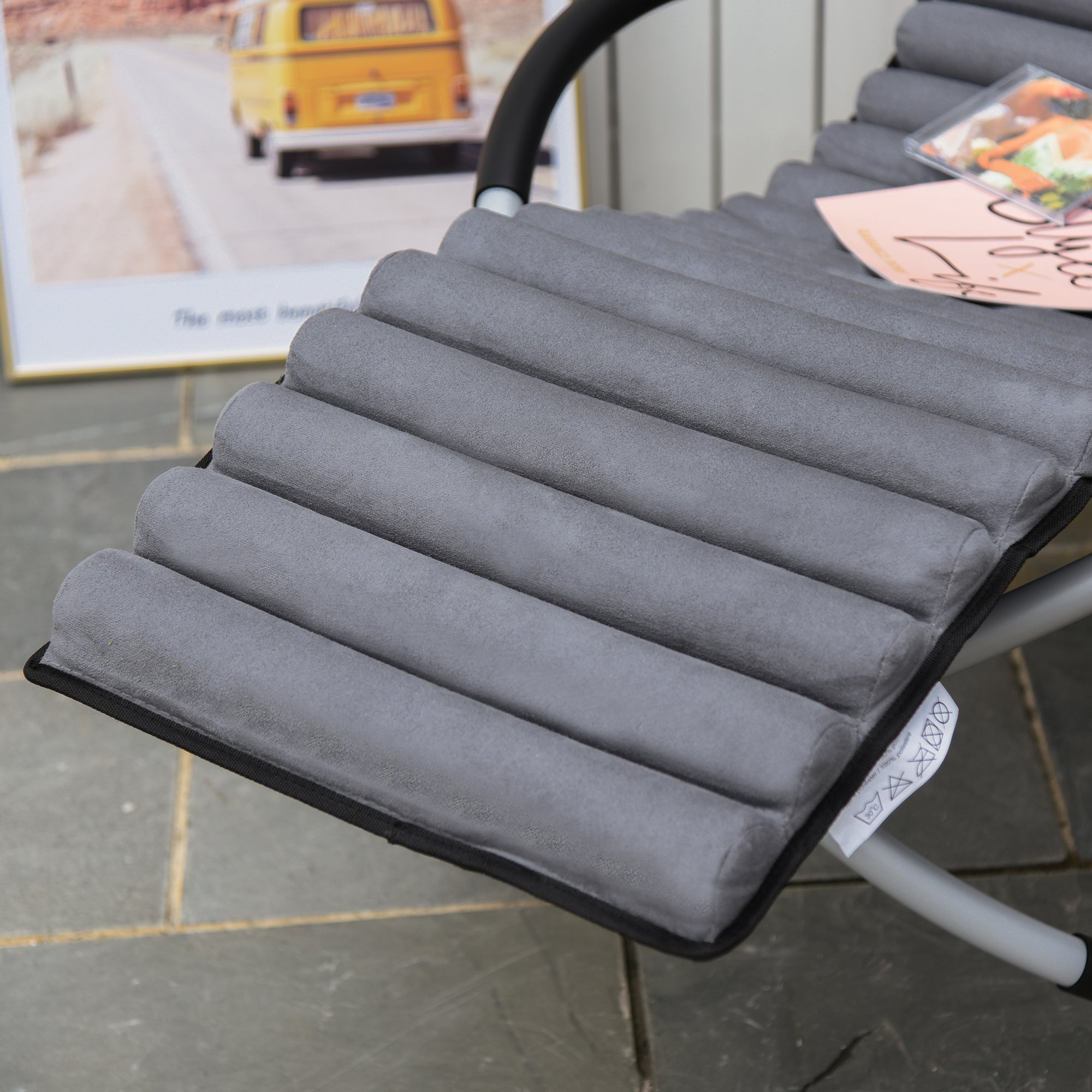 Ergonomic 2-in-1 Rocking Chair Garden Lounger Spherical Design Metal/Textilene Black
