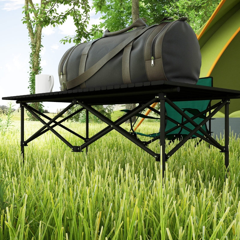 camping table folding roll-up 2-person aluminum black