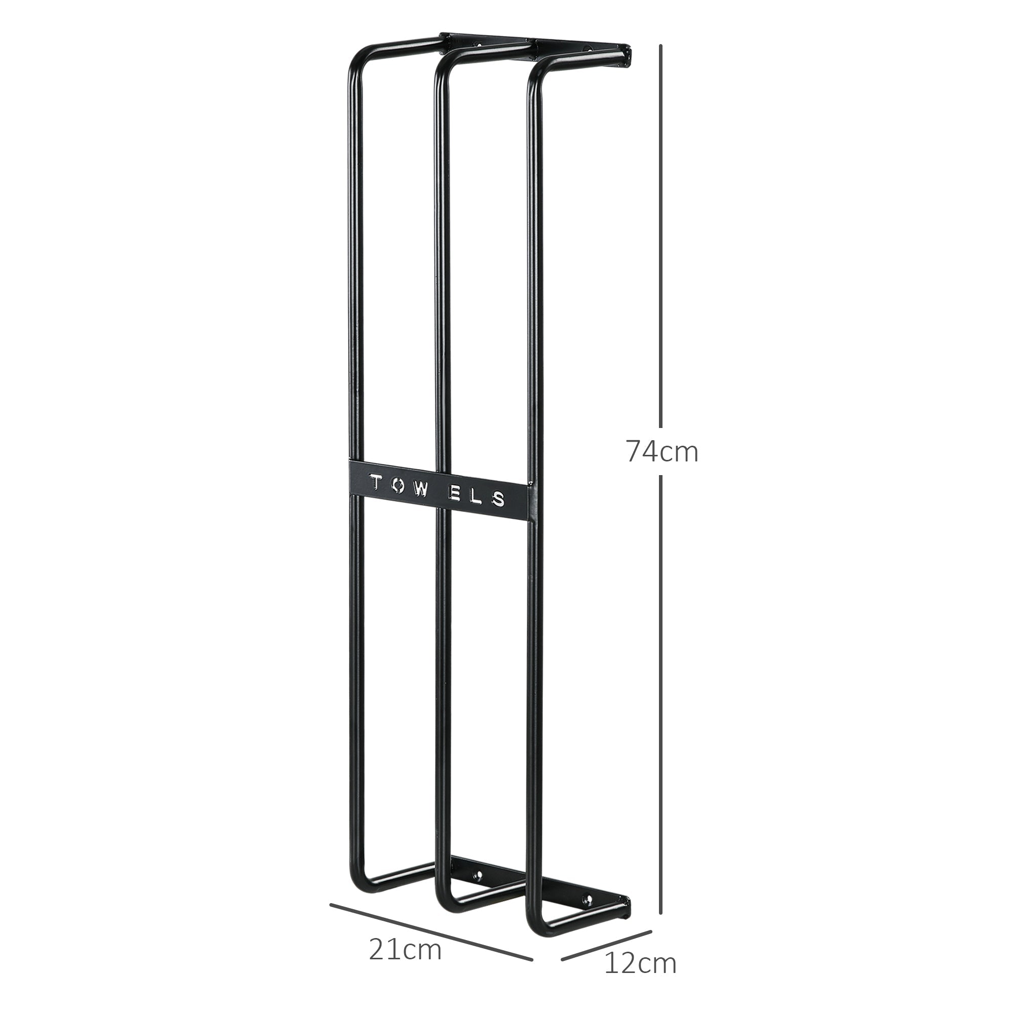 Towel Rail Wall Mounted, 6 Large Towel Holder, Metal