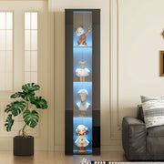 Display Case 40x29x170cm LED Light App Control Glass Partition - Black