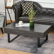 Coffee table side table with drawer & shelves, sturdy steel frame, modern design