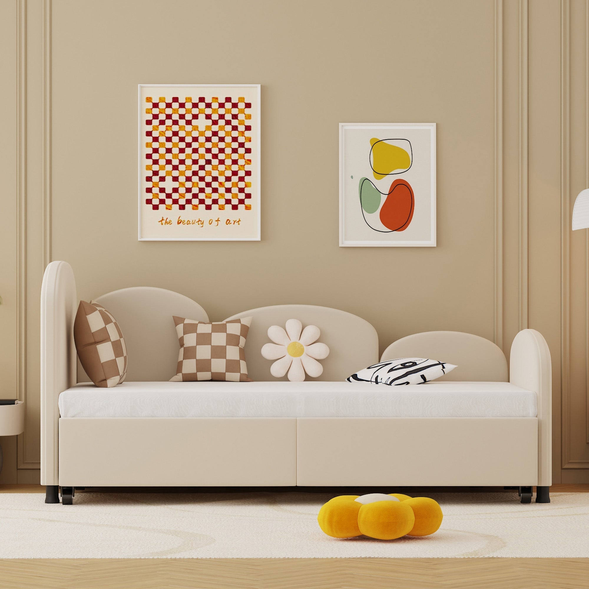 SOFTSEA Twin Size Daybed with Storage Drawers, Modern Sofa Bed, Velvet Upholstered
