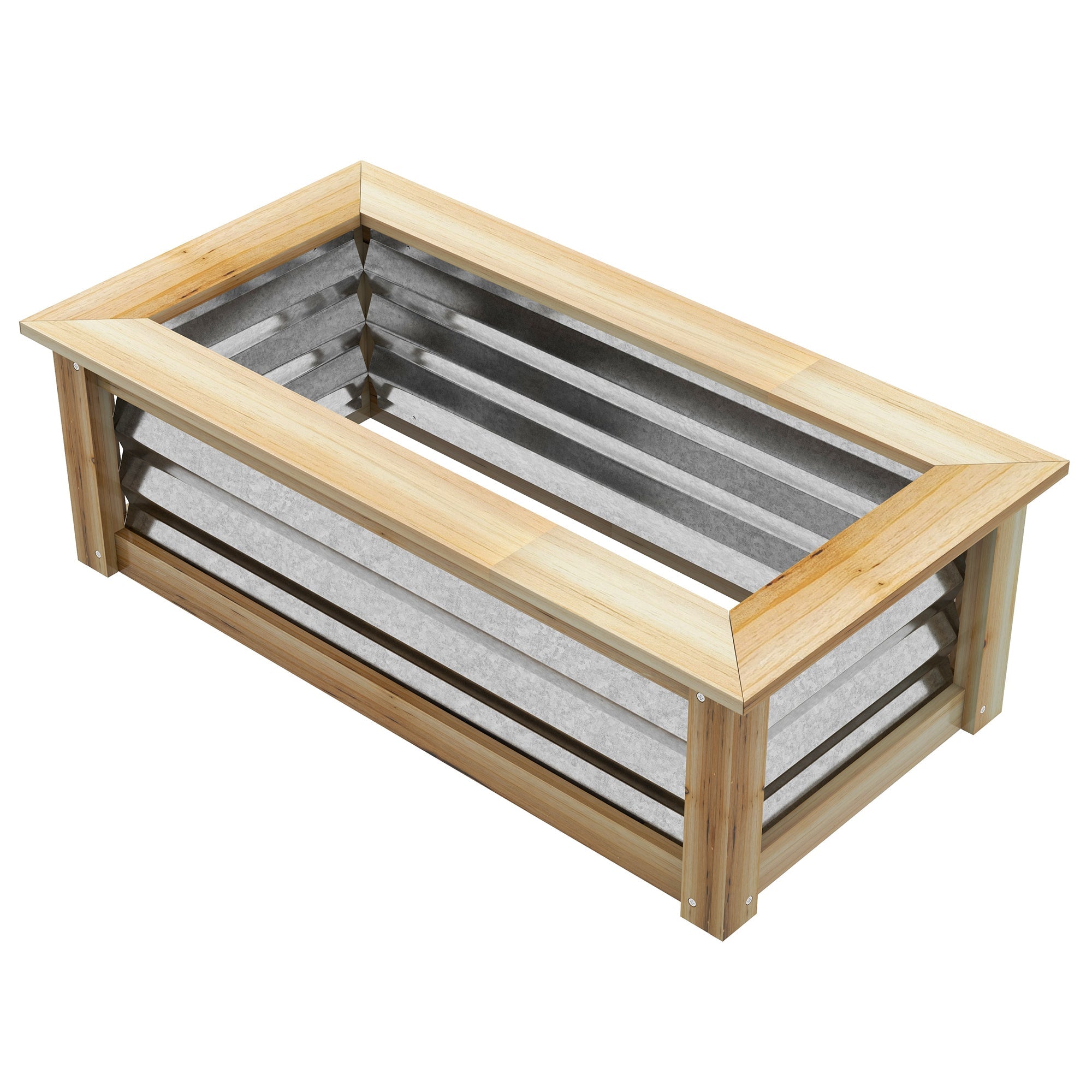 Raised Bed, 90x45x30cm, Robust & Weatherproof, Metal & Wood