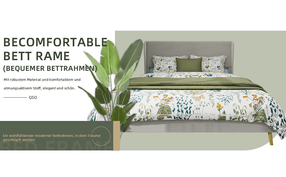 Modern Minimalist Upholstered Bed with Plush Headboard, 160x200 cm, Beige, Multifunctional Bedroom Furniture, Low-Profile Non-Storage Base (Without Gas Lift), Mattress Excluded.