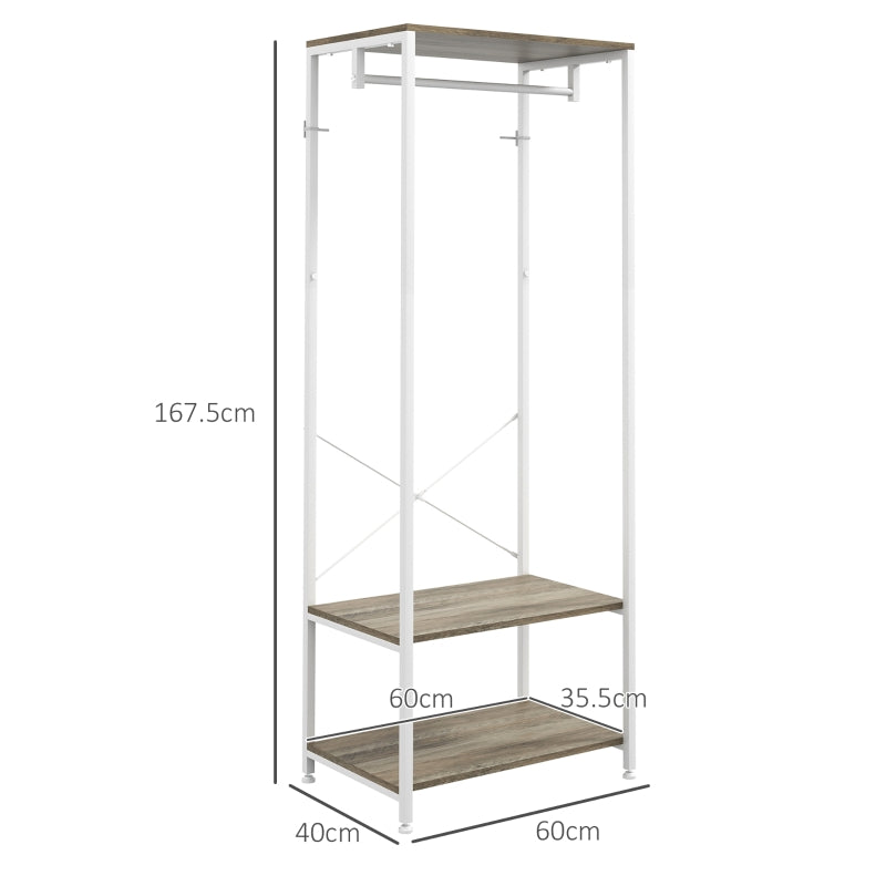 Hallway Coat Rack and Shoe Bench Tree, 2-in-1 Entryway Storage, Grey