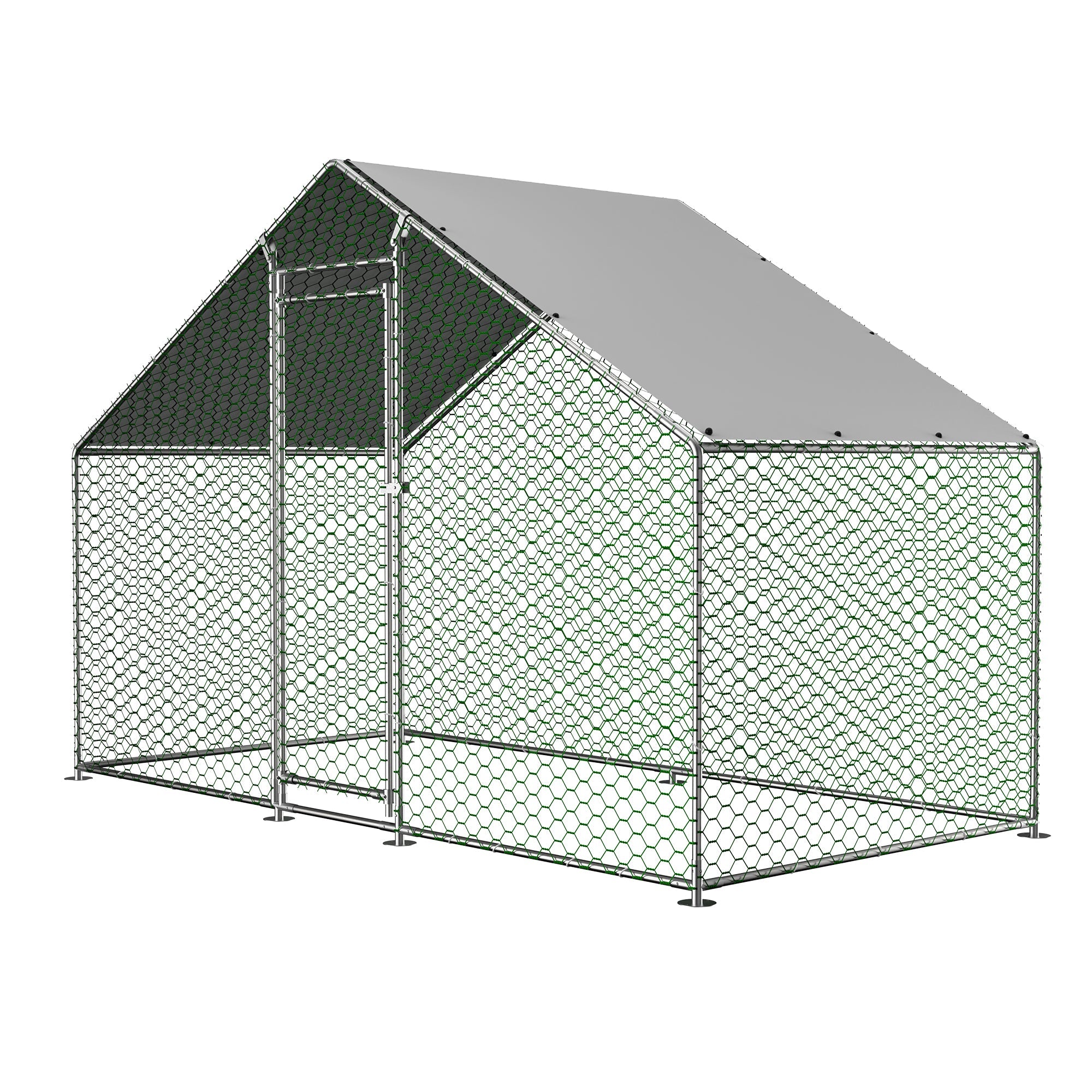 Chicken Coop/Run 3x1.5x2m Safety Lock Waterproof Enclosure, Metal