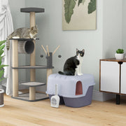 Katzentoilette mit Deckel, Schaufel, leicht zu reinigen, verschließbar, Lila