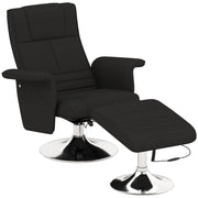 Recliner Chair Swivel Massage 8-Point Vibration Electric with Footstool, Linen Look Steel Black