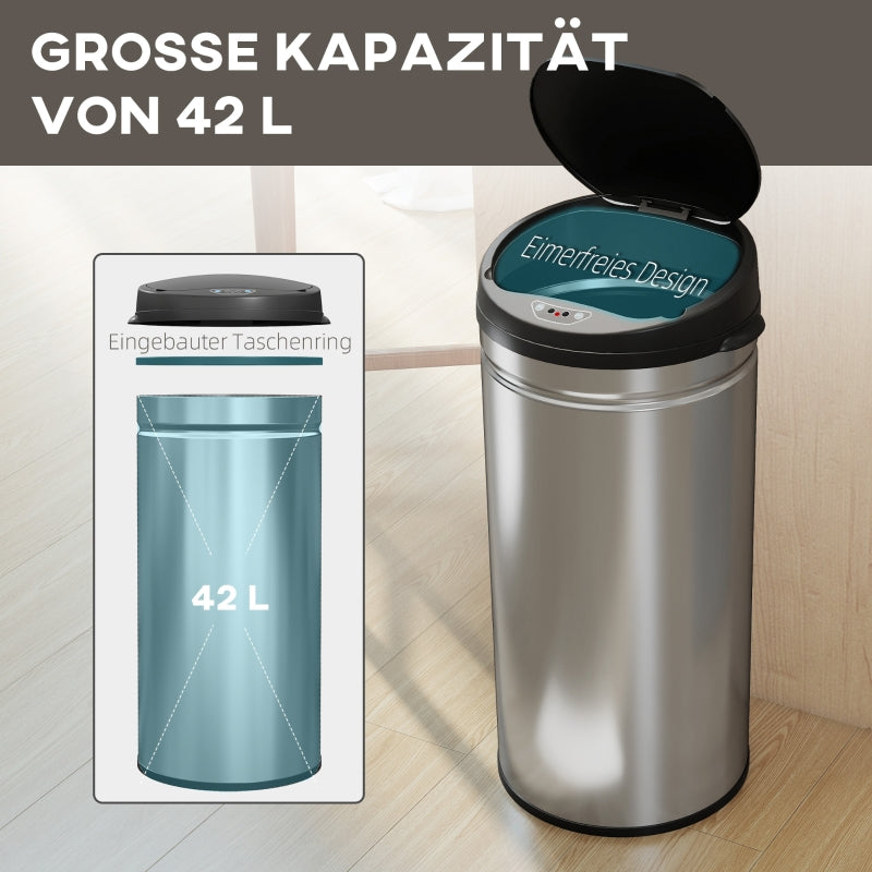 Touchless Sensor Waste Bin 42L Soft-Close - Stainless Steel