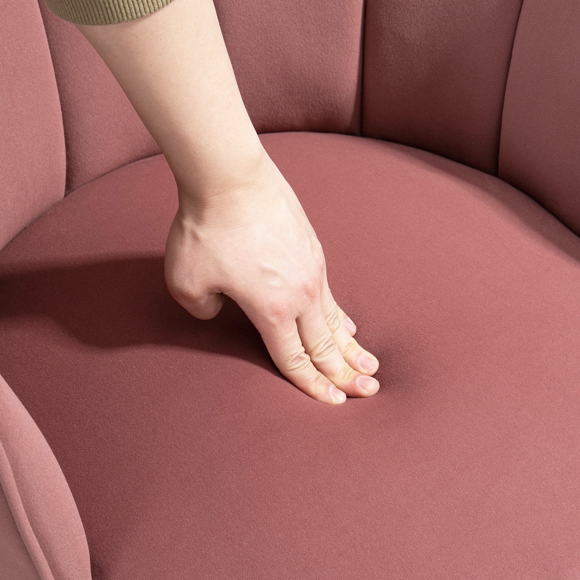 Esszimmerstuhl Sessel Rückenlehne Wohnzimmer Polyester Kautschukholz Rosa