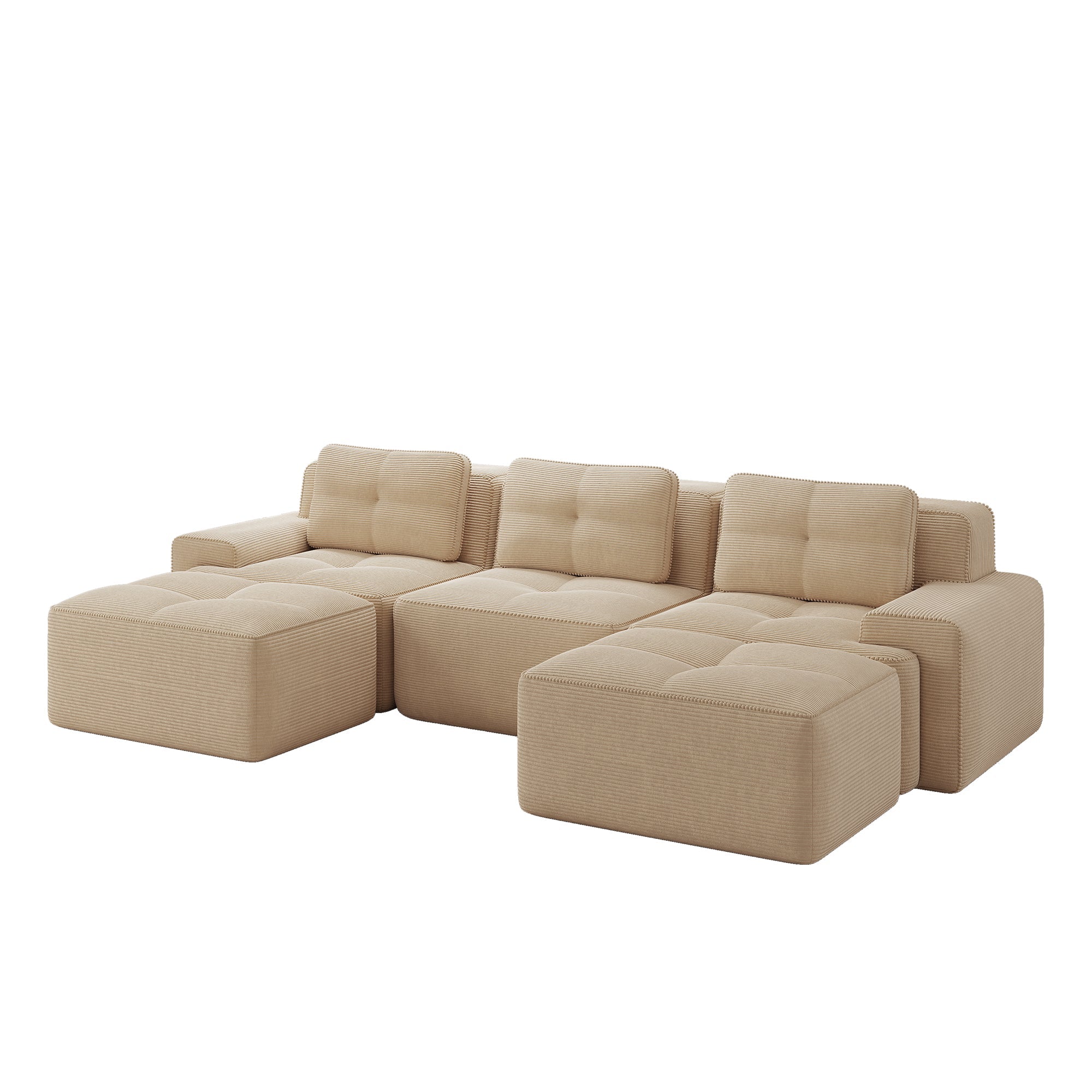 Cloud Modular Sofa U-shaped Ottoman 3-Seater - Corduroy Beige