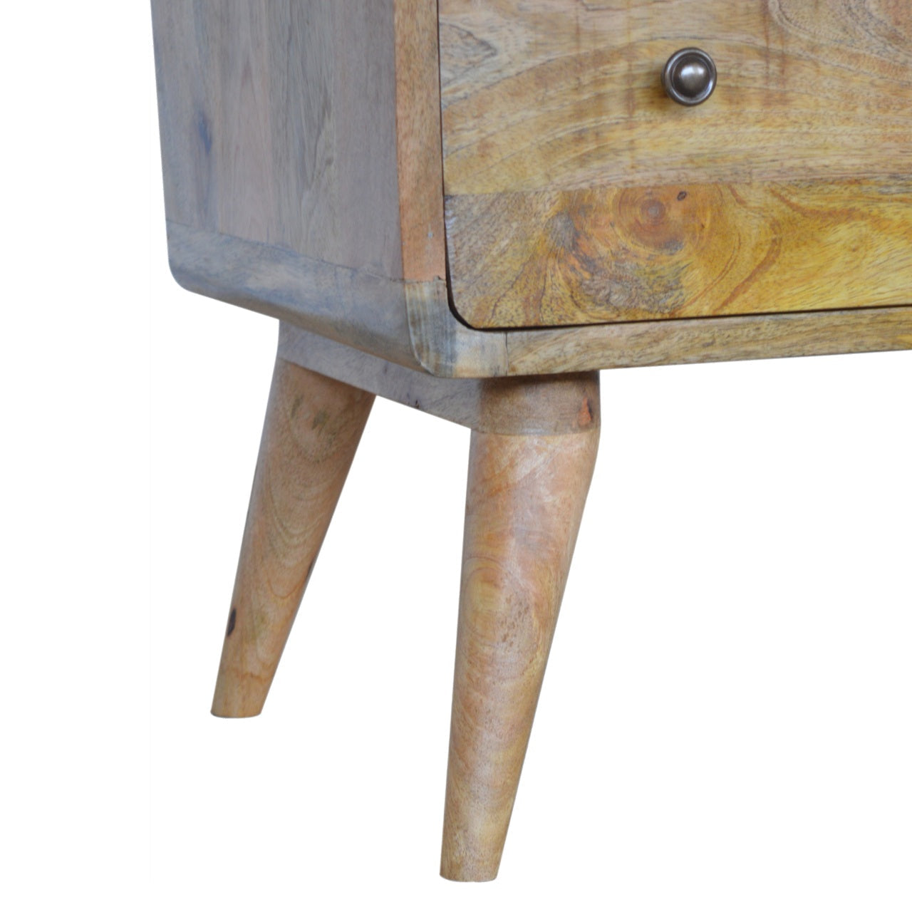 Solid Wood Curved Chest, 3 Drawers, Oak-ish Brown